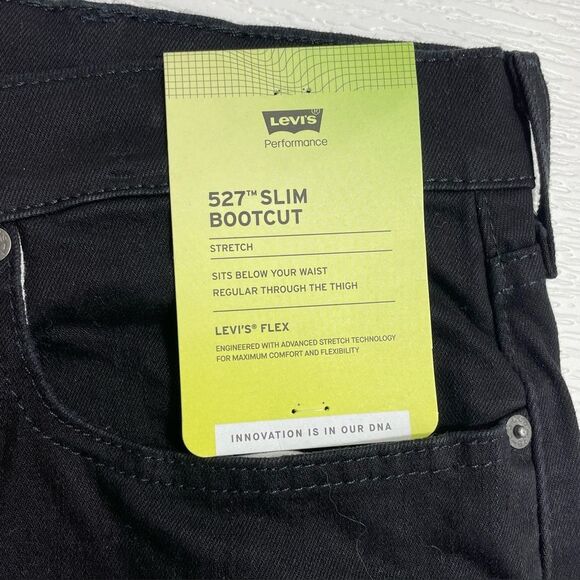 NWT‎ Levi's 527 Slim Bootcut Black Jeans Men’s Size 38x34 Denim - Picture 3 of 9